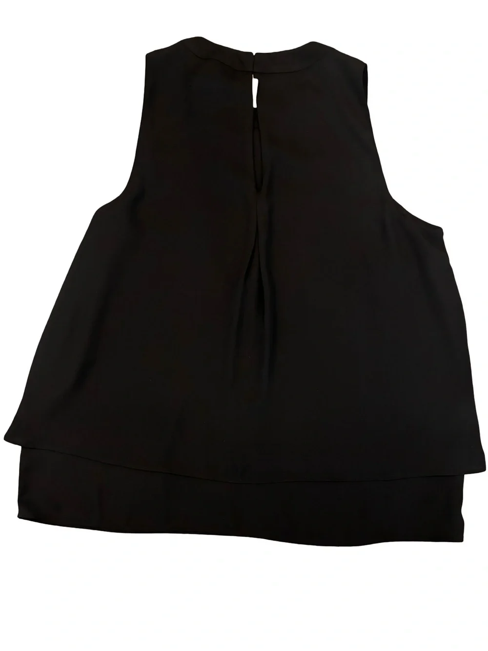 NWT J. CREW black sleeveless tiered drapey blouse, Size 6.